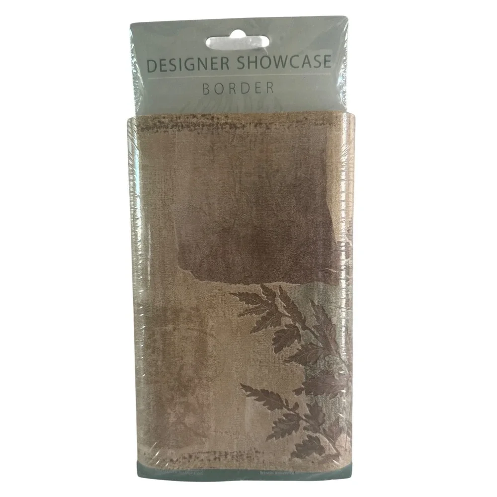 2 Rolls Brewster Designer Showcase Wallpaper Border Tan Brown Leaf 92895FP 10Yds